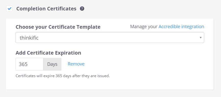 Expire certificates automatically in Thinkific