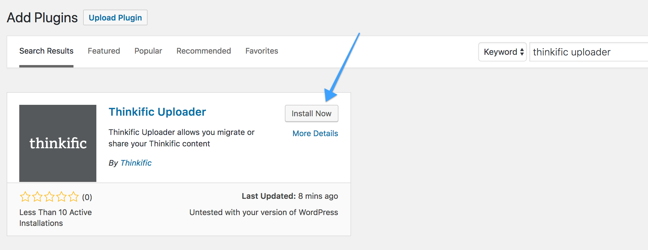 Download the WordPress Plugin for Thinkific