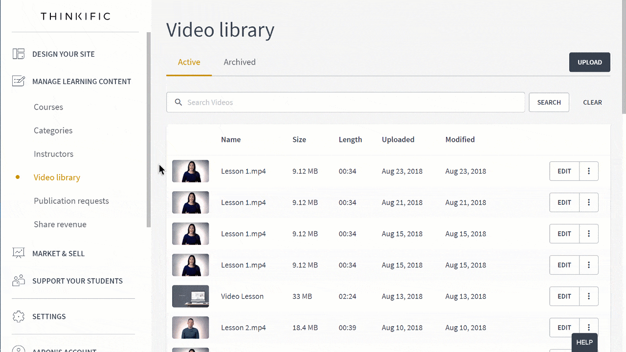Showing the consistency across the new Thinkific UI