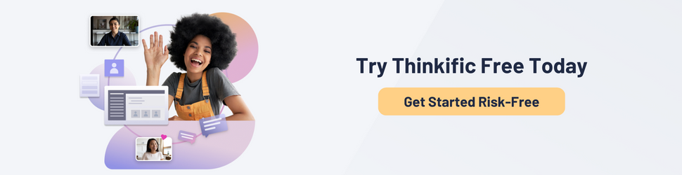 Banner that says try thinkific free today